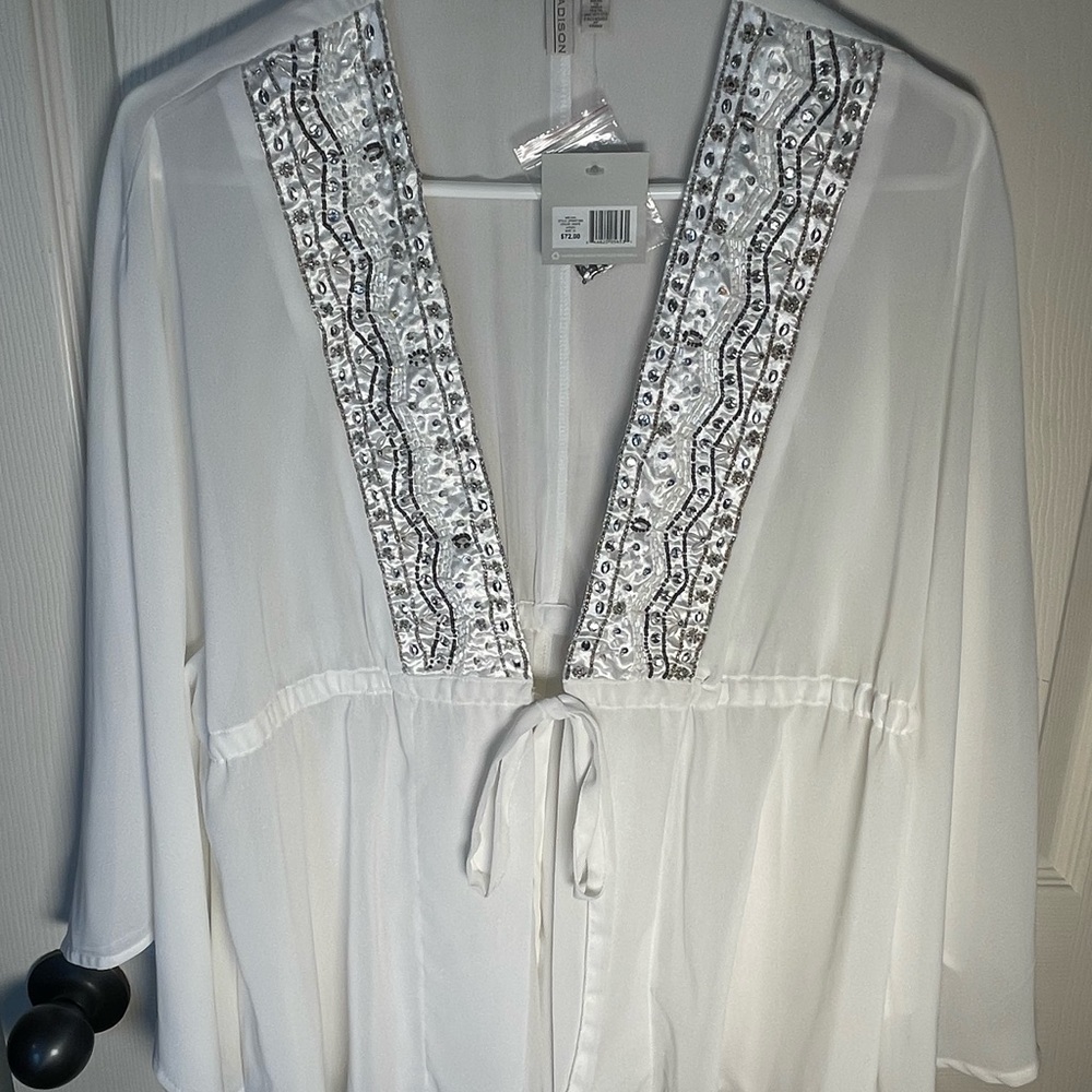 Madison XL White Beaded Cover Up